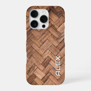 Coque iPhone 16 Pro Motif de canne tressé - Texture de fibre naturelle