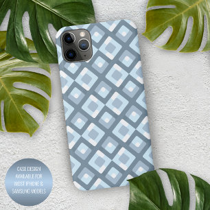 Coque iPhone 15 Plus Motif de carrés mi-séculaire gris bleu ardoise cla