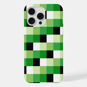 Coque iPhone 15 Pro Max Motif de carrés verts et blancs