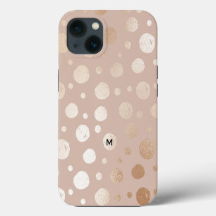 Etui iPhone 13 Motif de cercles scintillants sur fond beige