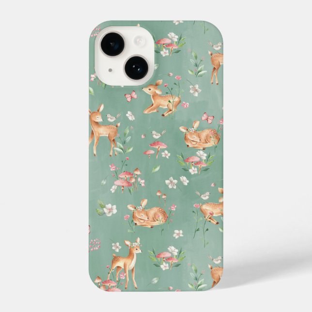 Coque iPhone Motif de cerfs à l'aquarelle (Verso)