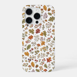 Coque iPhone 16 Pro Motif de champignon de feuille florale de bois aut