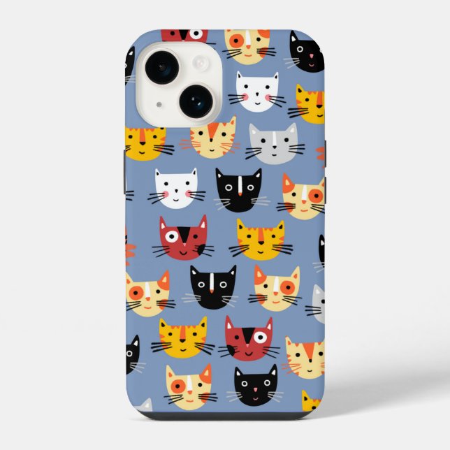 Coque iPhone Motif de chat bleu (Verso)