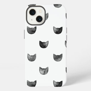 Etui iPhone 13 Motif de chat mignon chic noir et blanc
