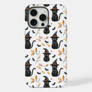 Coque iPhone 15 Pro Max Motif de chat noir Halloween - Chat sorcière 