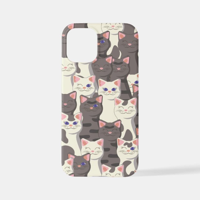Coque iPhone Motif de chats blancs et gris (Verso)