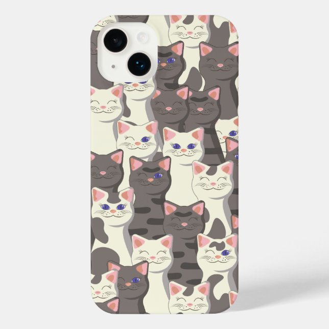 Coque iPhone Motif de chats blancs et gris (Verso)