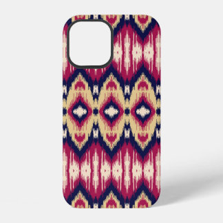 Coque iPhone 12 Motif de chevron ikat rose ethnique arrière - plan