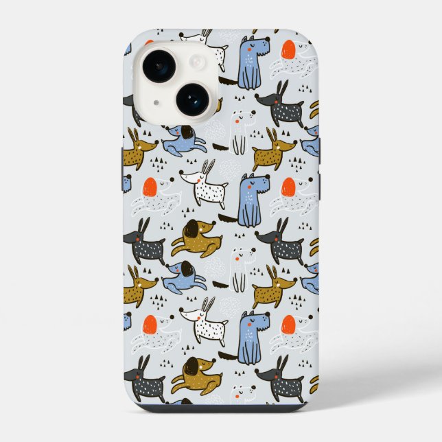 Coque iPhone Motif de chien doodle mignon (Verso)