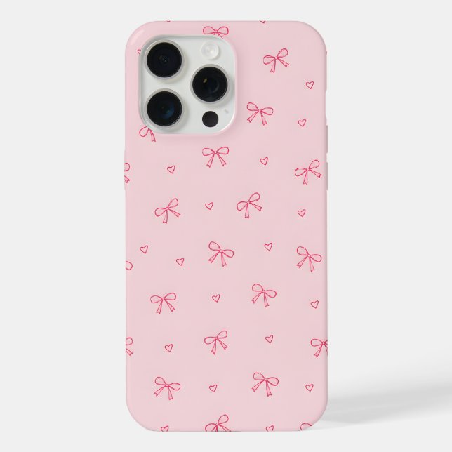 Coque iPhone Motif de cœur à ruban rose (Verso)