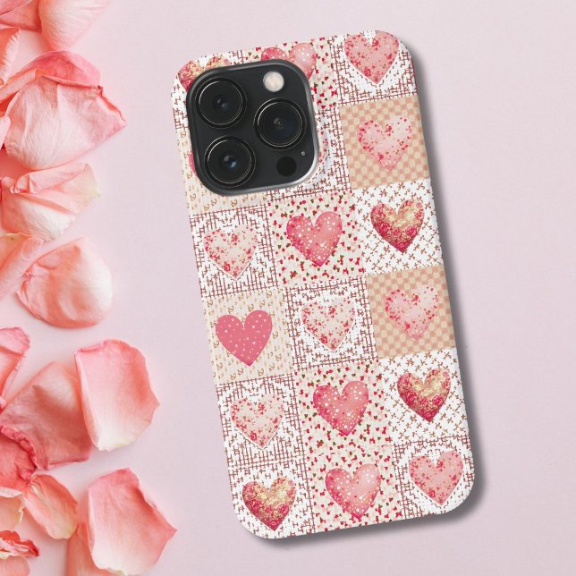 Coque iPhone Motif de coeur Patchwork (Créateur téléchargé)