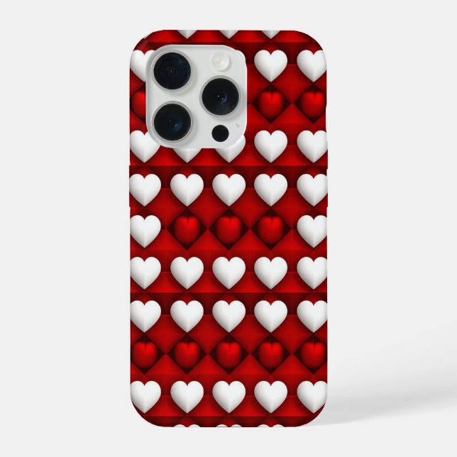 Coque iPhone Motif de cœur rouge et blanc (Verso)