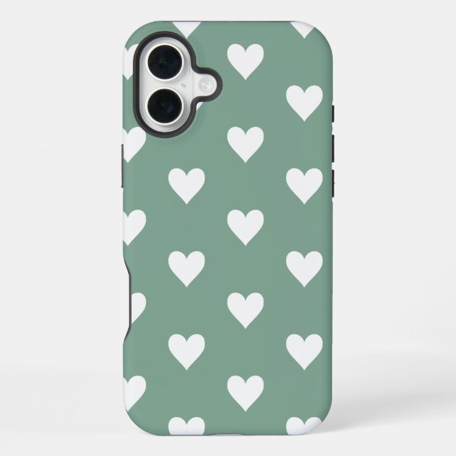 Coque iPhone Motif de cœur vert sauge (Verso)