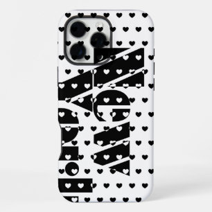 Coque iPhone 16 Pro Max Motif de cœurs noir et blanc de New York