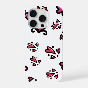 Coque iPhone 15 Pro Motif de cœurs roses – Joli dessin gribouillé