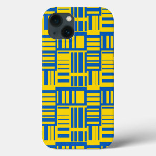Etui iPhone 13 Motif de conception de ligne de couleur bleu et ja