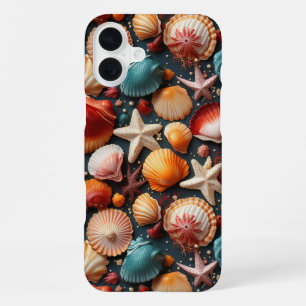 Coque iPhone 16 Plus Motif de coquillages radiant de design côtier