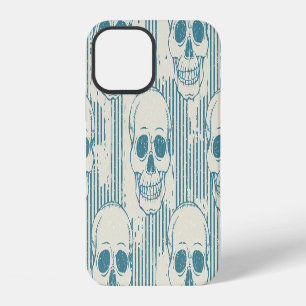 Coque iPhone 12 Motif de crâne : motif continu dessiné à main levé