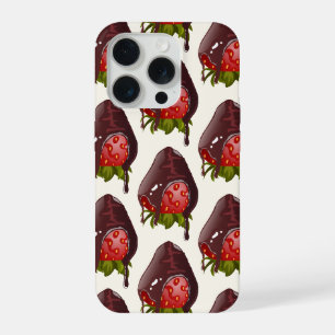 Coque iPhone 15 Pro Motif de crème à la fraise recouverte de chocolat 