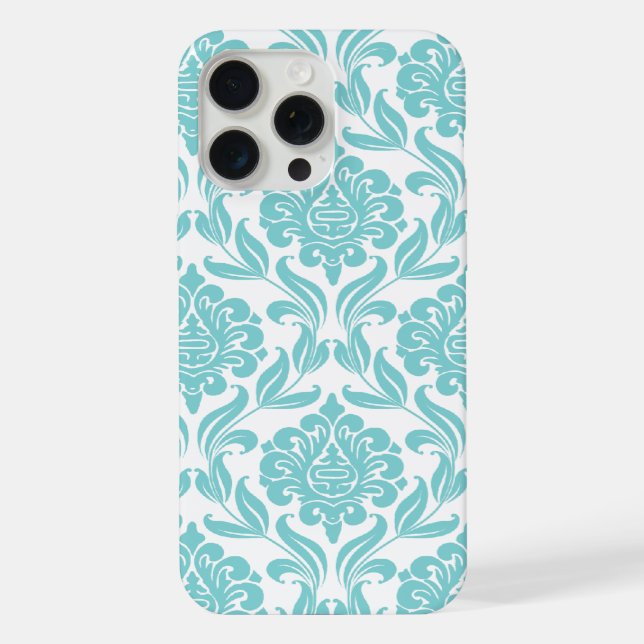 Coque iPhone Motif de Damas Turquoise (Verso)