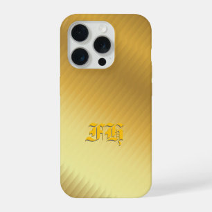 Coque iPhone 15 Pro Motif de dégradé doré de luxe Monogramme Gothique