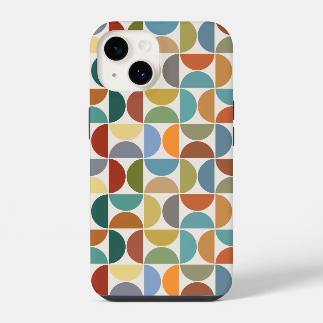 Coque iPhone Motif de demi-cercles MCM couleur sur crème (Verso)