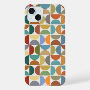 Coque iPhone 15 Plus Motif de demi-cercles MCM couleur sur crème