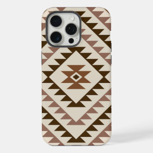 Coque iPhone 15 Pro Max Motif de diamant aztèque marron et crème