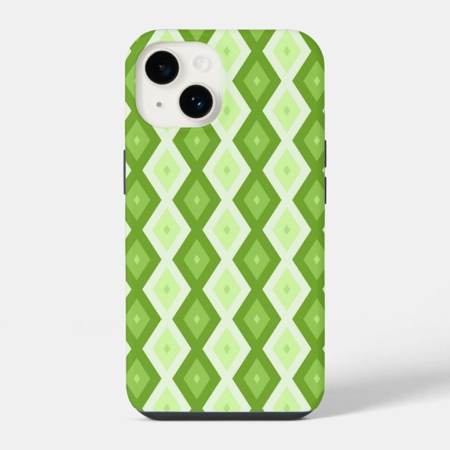 Coque iPhone Motif de diamant vert Chartreuse (Verso)