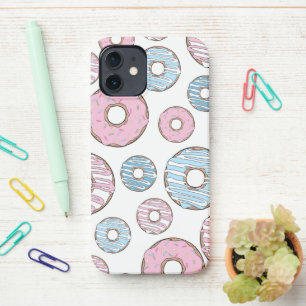Coque iPhone 12 Motif De Donuts, Donuts Roses, Donuts Bleus