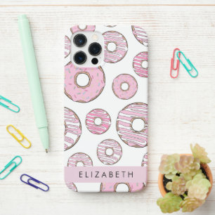 Coque iPhone 12 Pro Motif De Donuts, Donuts Roses, Glace, Votre Nom