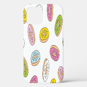 Coque iPhone 12 Motif de donuts doodle, design sans couture.