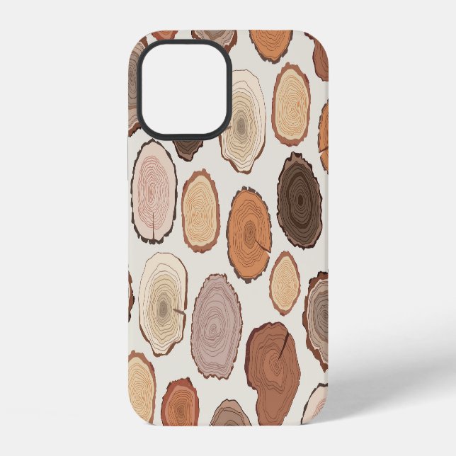 Coque iPhone Motif de doodle de forêt de cernes d'arbre (Verso)