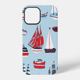 Coque iPhone 12 Motif de doodle de transport maritime vintage