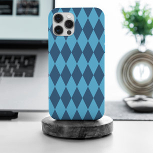 Coque iPhone 15 Pro Max Motif de drapeau rhombique de Bavière bleue