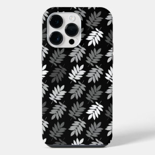 Coque Pour Pour iPhone 14 Pro Max Motif de feuille aînée noir blanc gris