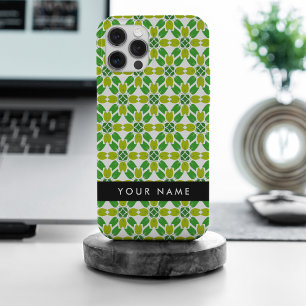 Coque iPhone 15 Pro Max Motif de feuille, feuilles vertes, votre nom