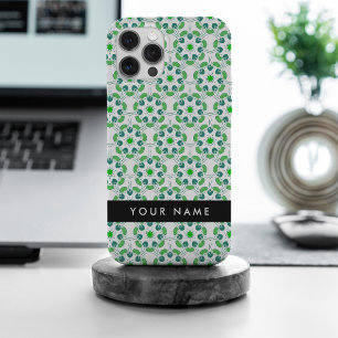 Coque iPhone 15 Pro Max Motif de feuille, Feuilles vertes, Votre nom
