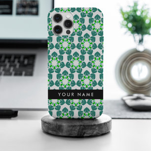 Coque iPhone 15 Pro Max Motif de feuille, feuilles vertes, votre nom