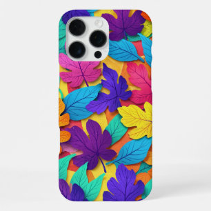 Coque iPhone 16 Pro Max Motif de feuilles d'automne lumineuses sur fond ja