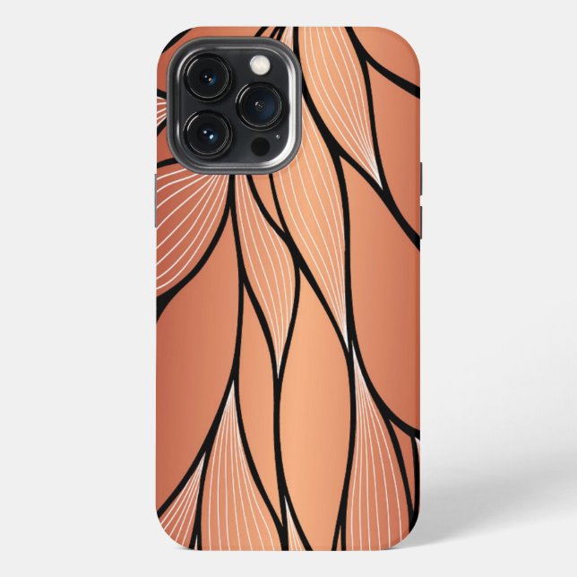 Coque iPhone Motif de feuilles en bronze cuivré rustique  (Verso)