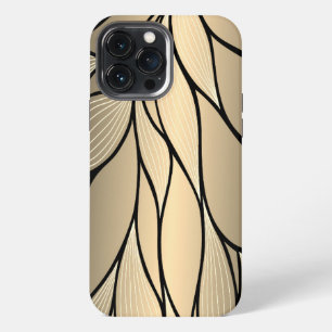 Etui iPhone 13 Pro Max Motif de feuilles en or antique
