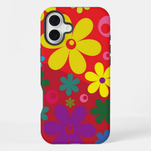 Coque iPhone 16 Plus Motif de fleur coloré rouge