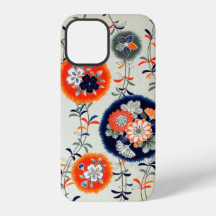 Coque iPhone 12 Motif de fleur et de feuille, design japonais