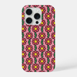 Coque iPhone 15 Pro Motif de fleur pixel 8 bits