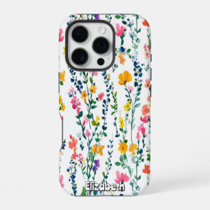 Coque iPhone 16 Pro Motif de fleur sauvage aquarelle