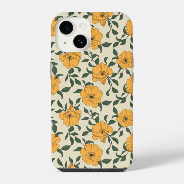 Coque iPhone Motif de fleurs de crapaud orange (Verso)