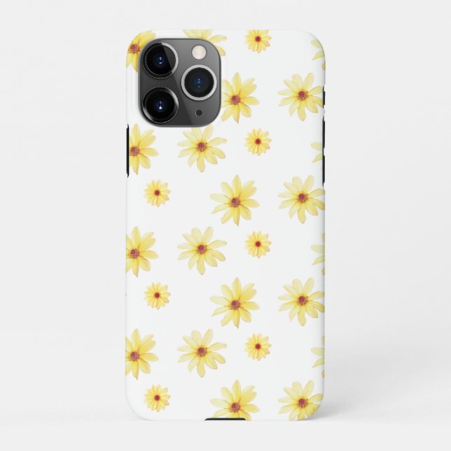 Coque iPhone Motif de fleurs de dahlia d'aquarelle jaune (Dos)