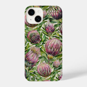 Coque Pour iPhone 14 Motif de fleurs de thé rose et vert
