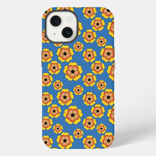 Coque iPhone Motif de fleurs orange jaune (Verso)